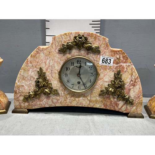 683 - French marble clock garniture working order