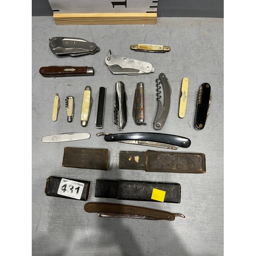 431 - 14 Pen knives + 2 razors