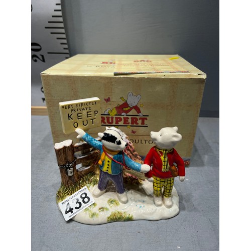 438 - Royal doulton Rupert 'tempted to tres pass ltd edition with cert & boxed