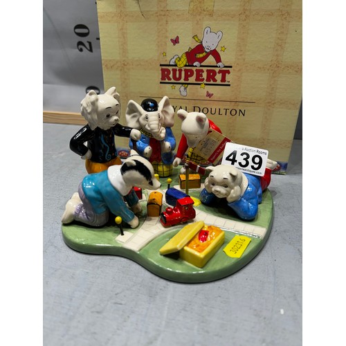 439 - Royal doulton 'Rupert the bear toy railway' ltd edition with cert & boxed