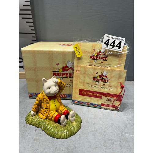 444 - Royal doulton Rupert the bear 'podgy lands with a bump ' with cert & boxed