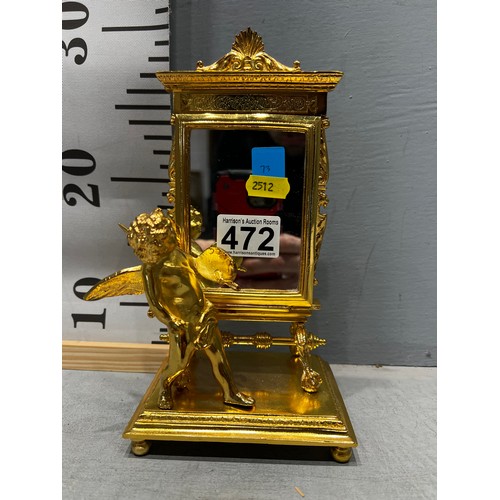 472 - Gilt bronze cherub mirror