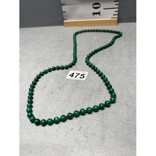 475 - String malachite necklace