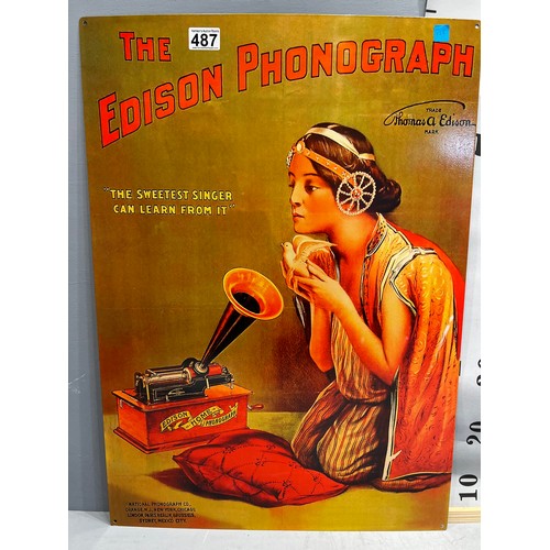 487 - Tin sign 'the edison phongraph'