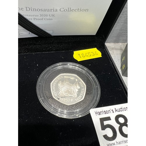 585 - 2010 Silver proof 50p coin hylacosarus dinosauria