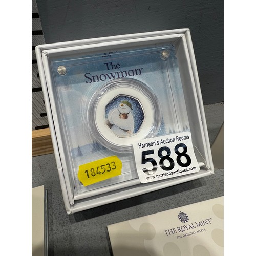 588 - 2020 Silver proof 50p coin the snowman