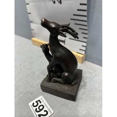 592 - Double deers bronze seal