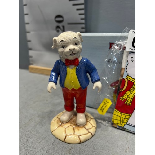 607 - Royal doulton Rupert the bear 'algy pug' with cert & box