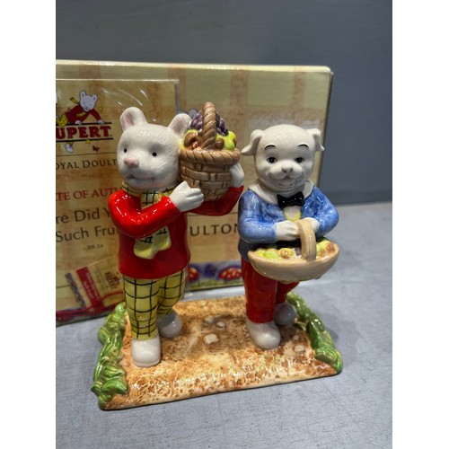 616 - Royal doulton Rupert the bear 'where did you get such fruit ' with cert & box