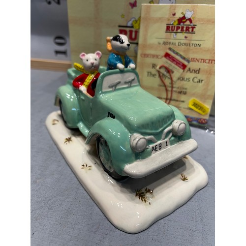 620 - Royal doulton Rupert the bear 'Rupert, Bill and the mysterious car' with cert & box