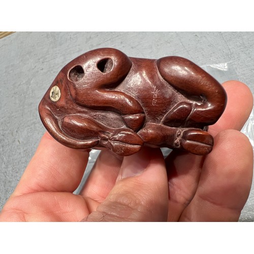 625 - Japanese wood bull netsuke