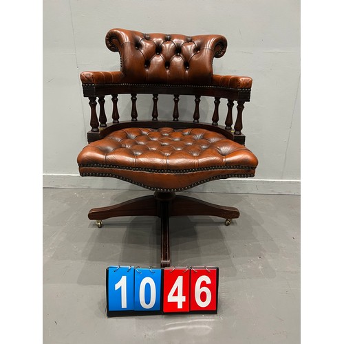 1046 - Vintage leather chesterfield captains chair