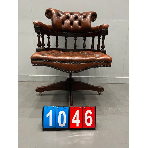 1046 - Vintage leather chesterfield captains chair