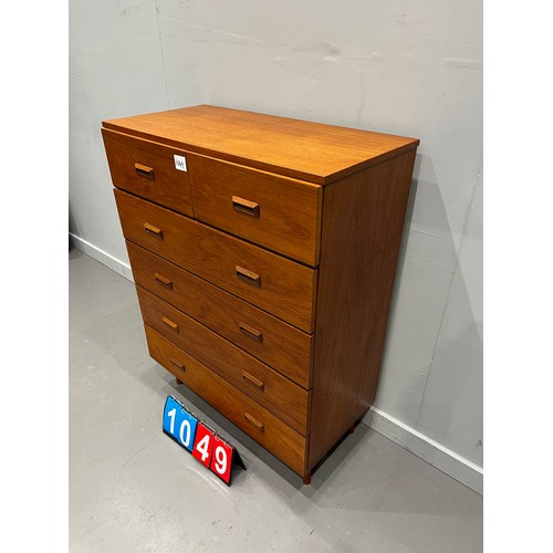 1049 - Mid century teak chest of drawers