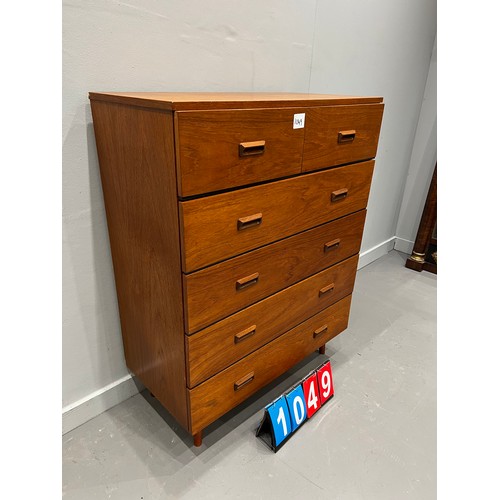 1049 - Mid century teak chest of drawers