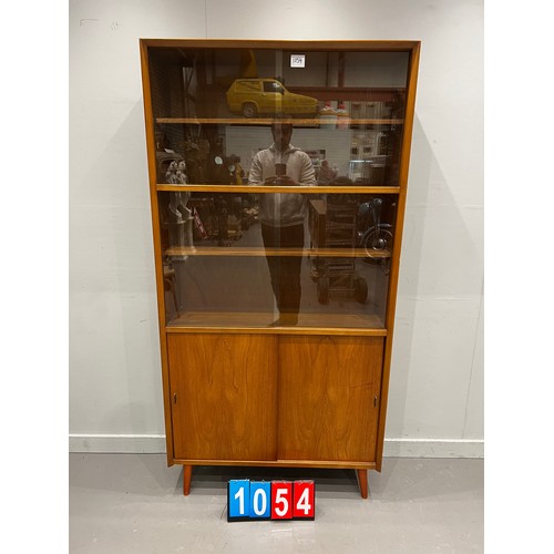 1054 - Herbert Gibbs teak mid century sliding door bookcase