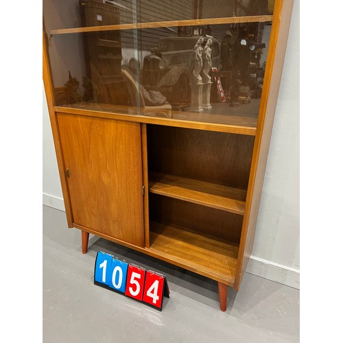 1054 - Herbert Gibbs teak mid century sliding door bookcase