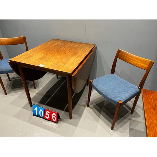 1056 - Arne vodder style teak drop leaf table dining table + 2 danish chairs by troeds