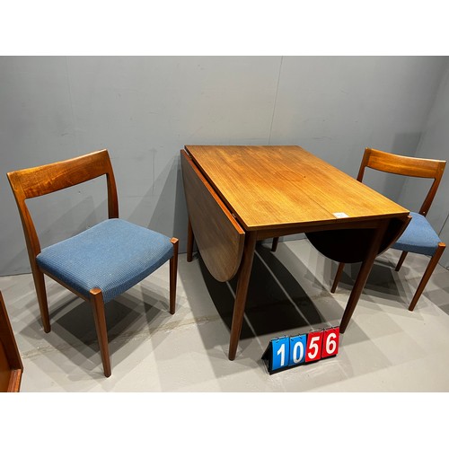 1056 - Arne vodder style teak drop leaf table dining table + 2 danish chairs by troeds