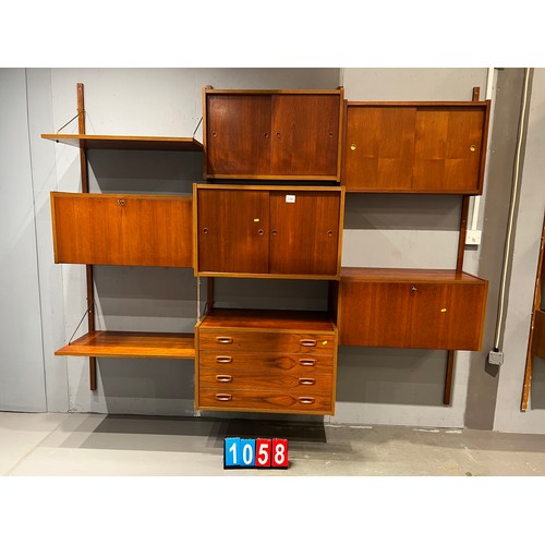 1058 - 3 bays of Danish Peter Sorensen system including 5 box's 4 draw chest + 2 shelves