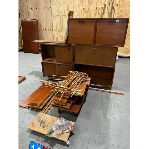 1061 - Mid century teak ladderax boxes + danish Peter Sorensen shelving + more