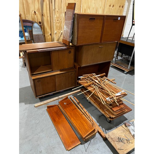 1061 - Mid century teak ladderax boxes + danish Peter Sorensen shelving + more