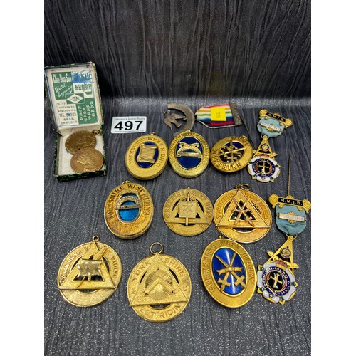 497 - box of masonic badges