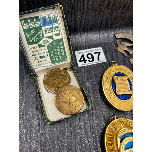 497 - box of masonic badges