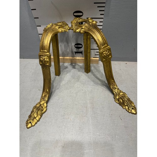 271 - French gilt wall sconce with crystal drop lets + pair french gilt curtain brackets