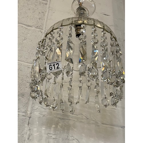 612 - Glass ceiling light with cut glass crystal droplets