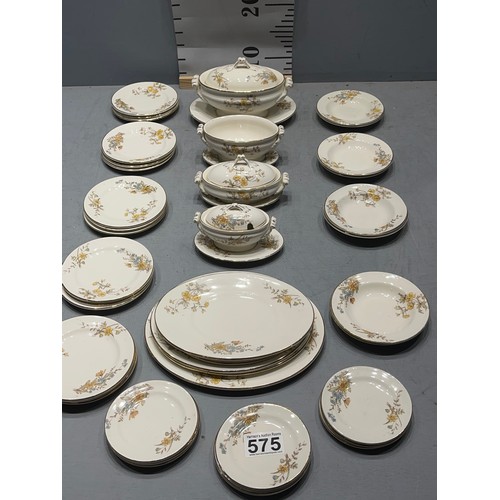 575 - Ridgeways miniture dinner service with a floral spray pattern oval meat plates, tureens, soup bowls ... 