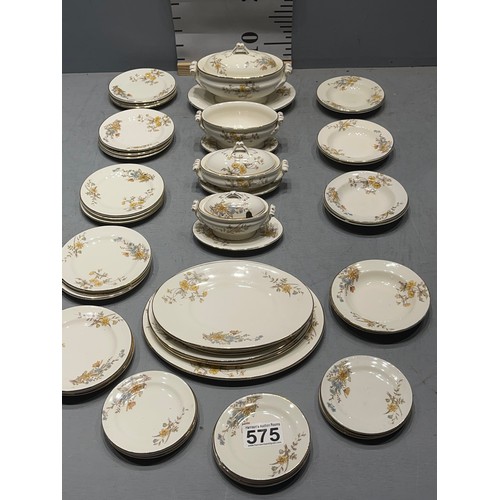 575 - Ridgeways miniture dinner service with a floral spray pattern oval meat plates, tureens, soup bowls ... 