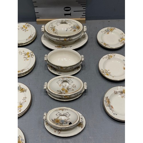 575 - Ridgeways miniture dinner service with a floral spray pattern oval meat plates, tureens, soup bowls ... 