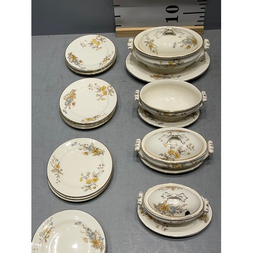 575 - Ridgeways miniture dinner service with a floral spray pattern oval meat plates, tureens, soup bowls ... 