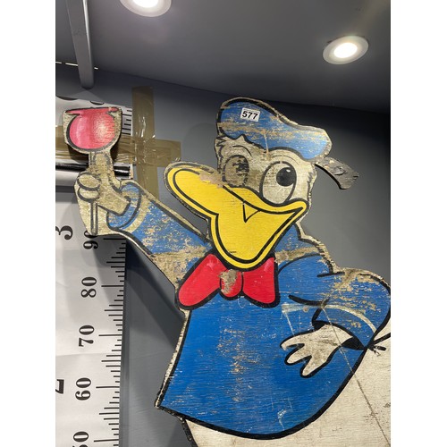 577 - Vintage Donald Duck fairground sign