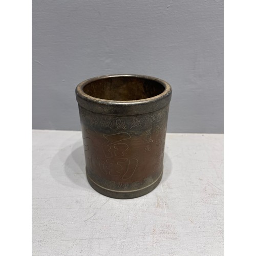 672 - Chinese bronze brush pot