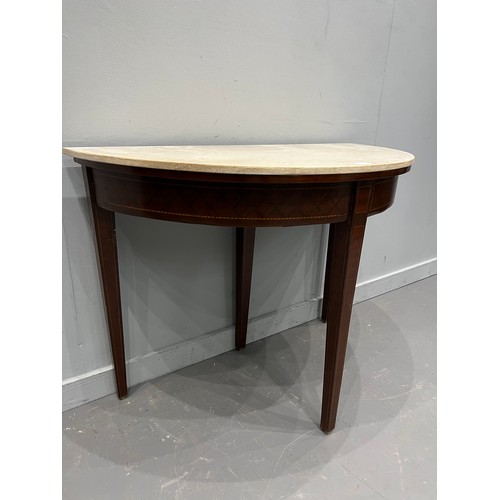 745E - French inlaid 1/2 moon hall table