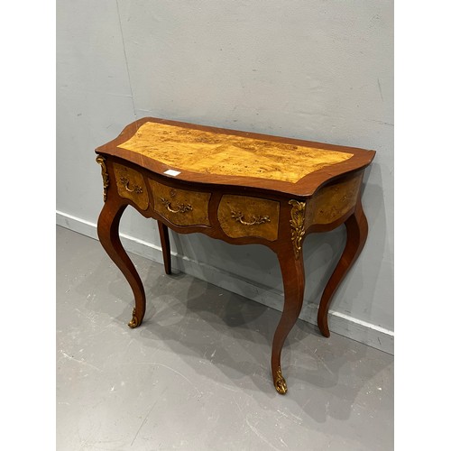 745F - French walnut console table with gilt ormolu mounts