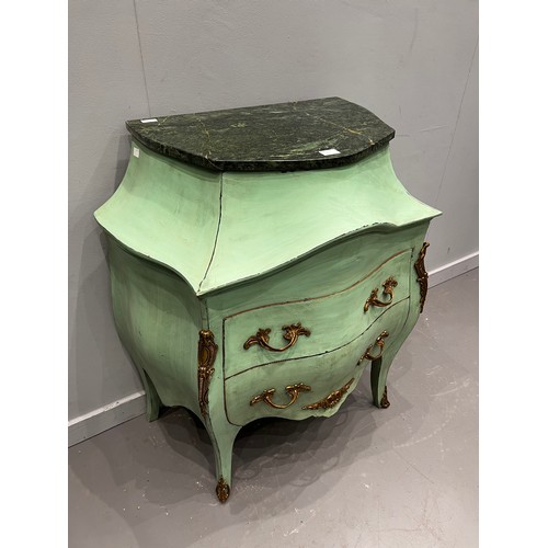 745G - French marble top painted credenza