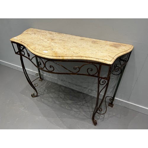 745I - French wrought iron marble top console table