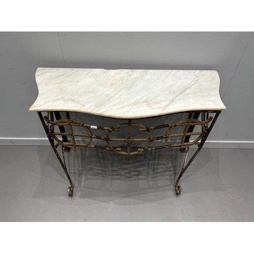 955L - Rustic wrought iron marble top table