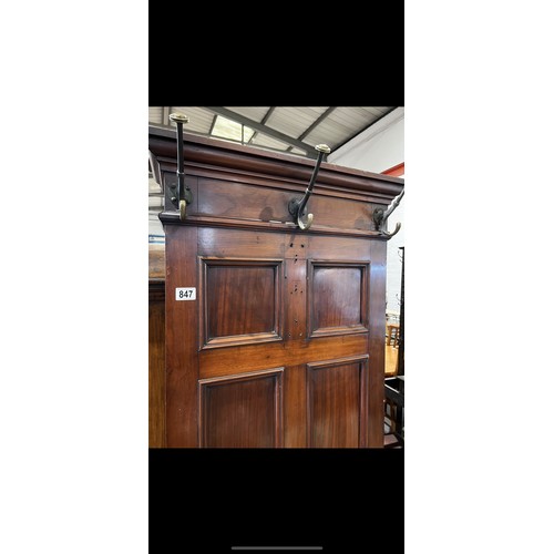 847 - Victorian mahogany hall stand unusual shape good quality