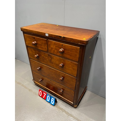 706 - Victorian mahogany 2 over 3 chest of drawers