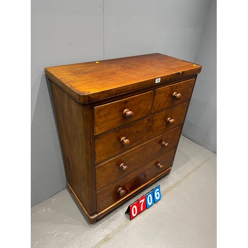 706 - Victorian mahogany 2 over 3 chest of drawers