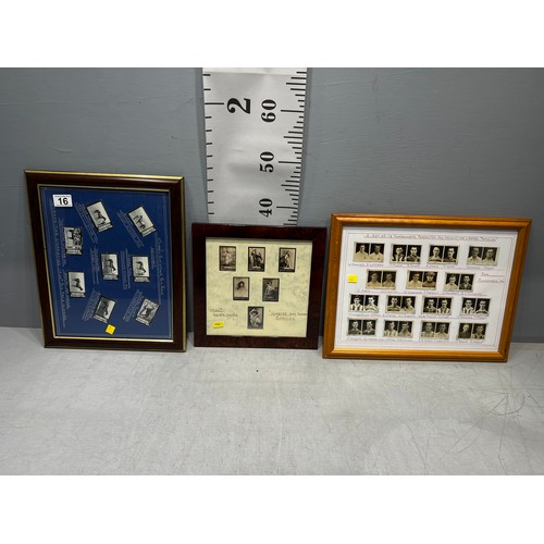 16 - 2 Framed sets ogdens vintage picture cards + framed set vintage football pictures