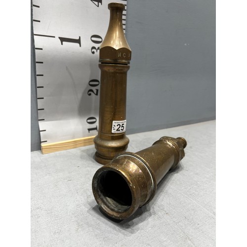 25 - 2 Heavy brass NCB fire hose tops