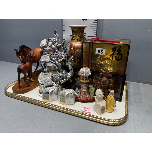 65 - Tray oriental ware etc (tray not included)