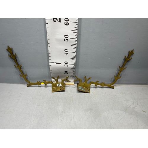 79 - 2 large heavy brass hinges