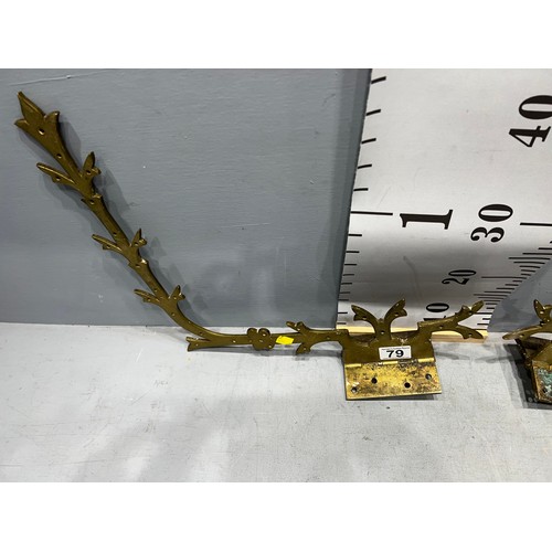 79 - 2 large heavy brass hinges