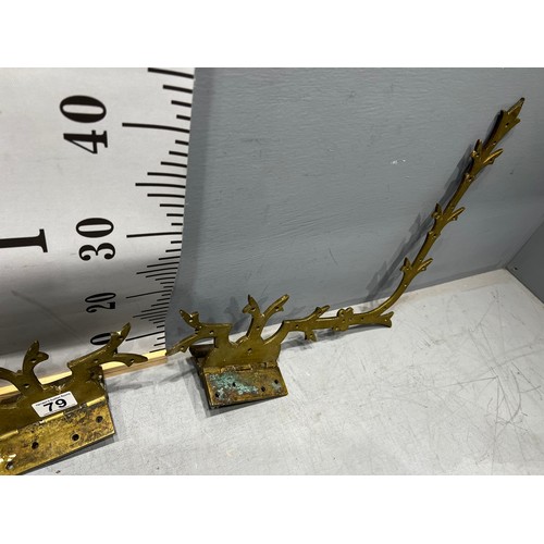 79 - 2 large heavy brass hinges